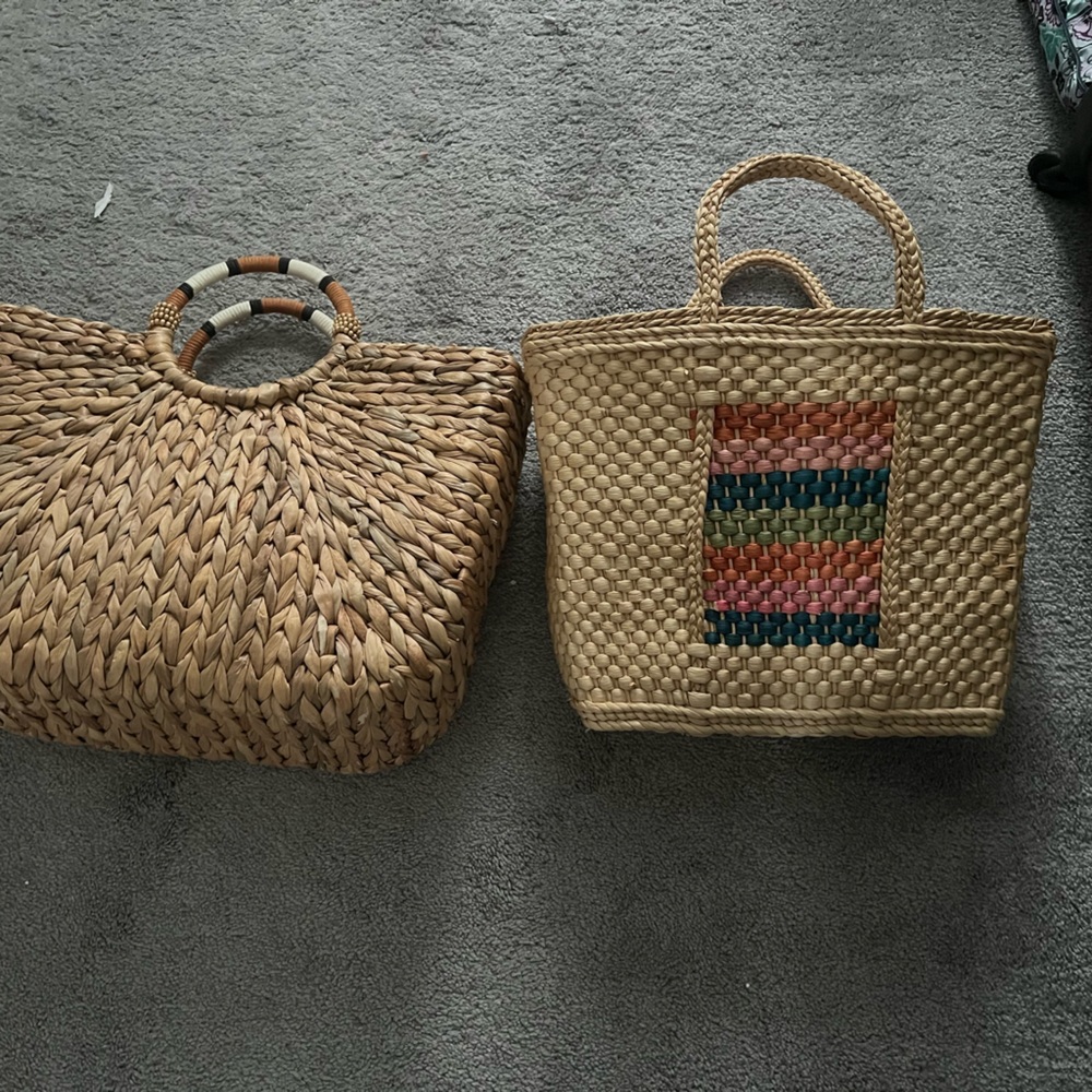 Tan Woven Tote Bag